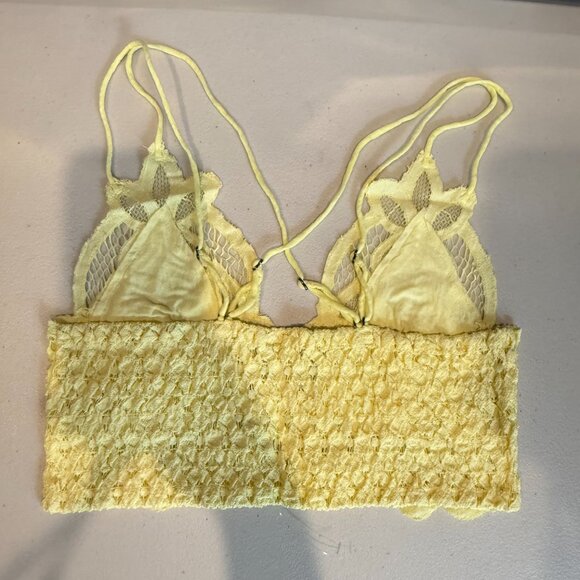 free people adella bralette boho strappy lace crop top yellow - Picture 5 of 10